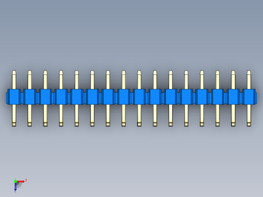 彩色公排针 100mil 2.54mm 系列-DS1022_blue_16p_100mil_TypeU_rev1.0俯视缩略图