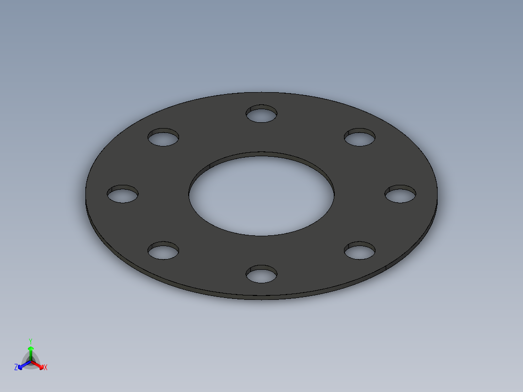 16QHVY 在EPDM垫片法兰平面根据DIN 2501，EN 1092，自动定心钻PN 10 16法兰正等轴测图