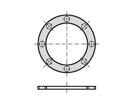 16QHVY 在EPDM垫片法兰平面根据DIN 2501，EN 1092，自动定心钻PN 10 16法兰