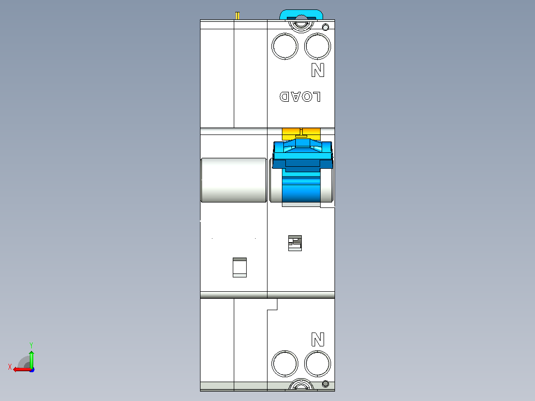 NB2LE-40ZTB&amp;1&amp;N仪表版剩余电流动作断路器三维模型20240412后视图