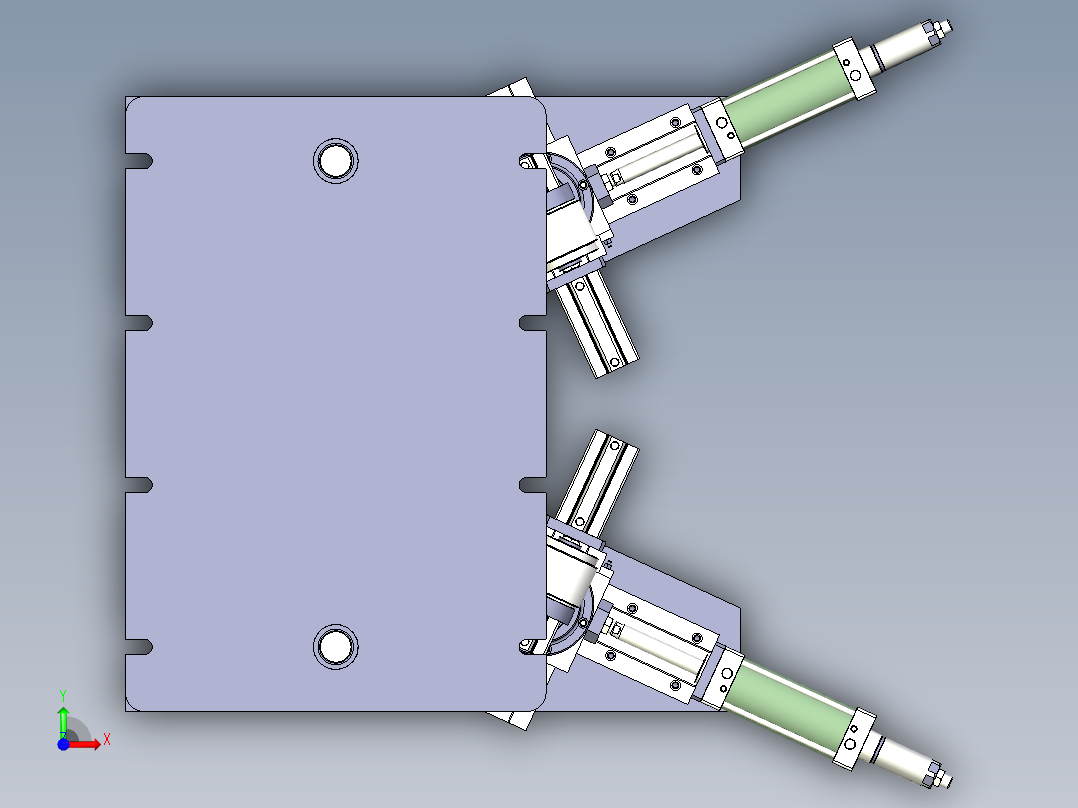 重型车V型推力杆热压夹具前视图