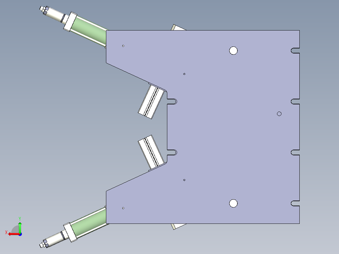 重型车V型推力杆热压夹具后视图