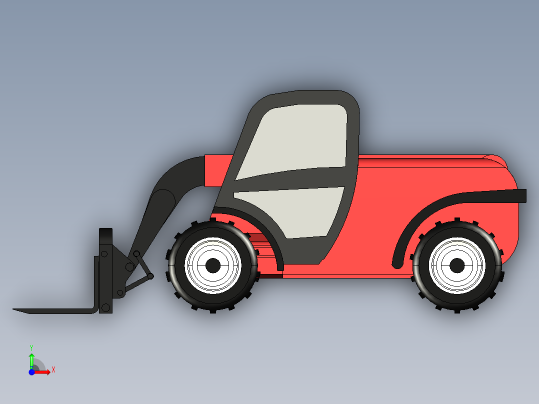 工程叉车3D模型3D模型前视图