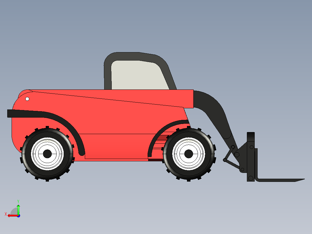 工程叉车3D模型3D模型后视图