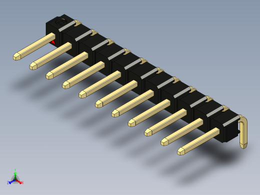 彩色公排针 100mil 2.54mm 系列-DS1022_black_1x11p_100mil_TypeD_rev1.0