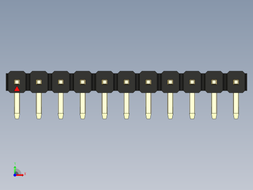 彩色公排针 100mil 2.54mm 系列-DS1022_black_1x11p_100mil_TypeD_rev1.0前视缩略图
