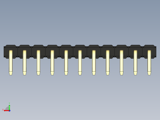彩色公排针 100mil 2.54mm 系列-DS1022_black_1x11p_100mil_TypeD_rev1.0后视缩略图