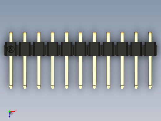 彩色公排针 100mil 2.54mm 系列-DS1022_black_1x11p_100mil_TypeD_rev1.0俯视缩略图