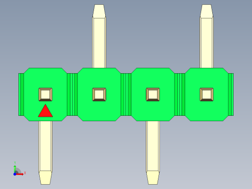 彩色公排针 100mil 2.54mm 系列-DS1022_green_04p_100mil_Type_SMT_R2_rev1.0前视缩略图