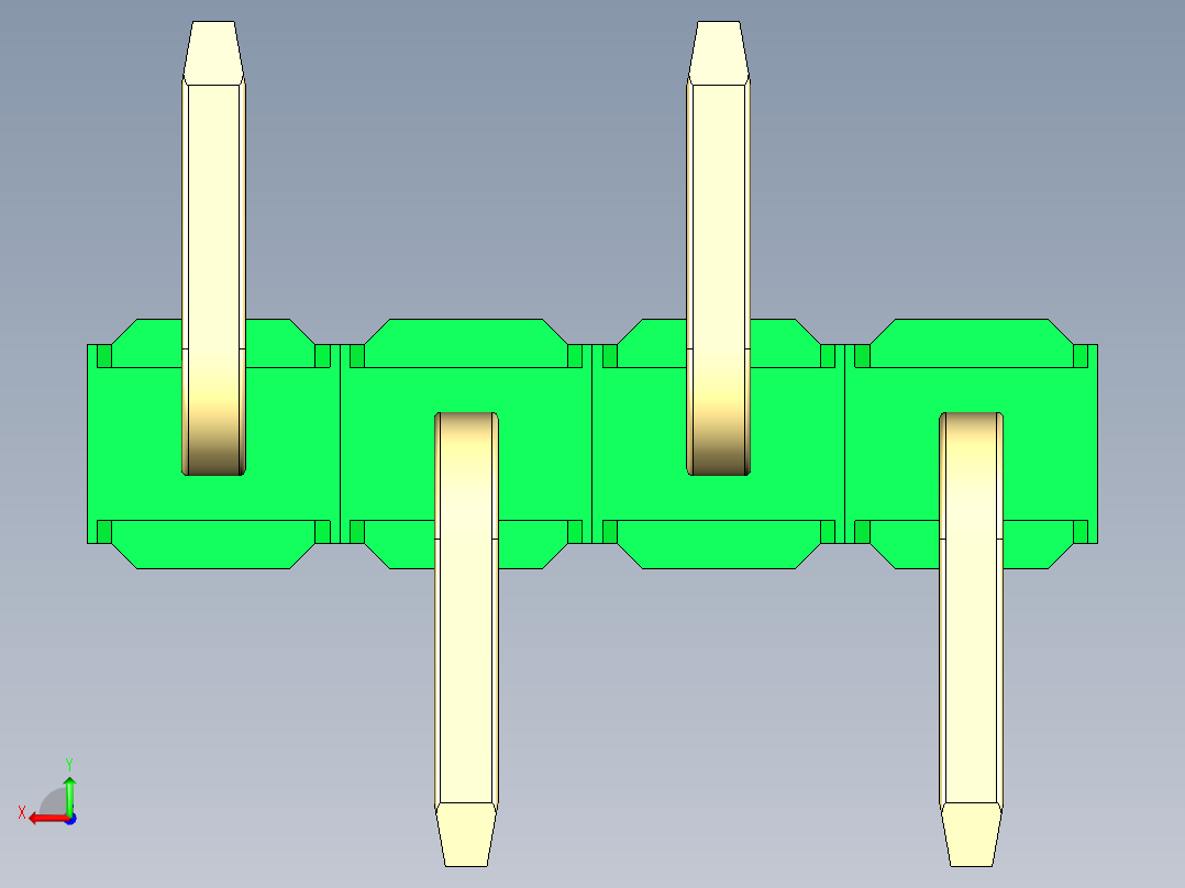 彩色公排针 100mil 2.54mm 系列-DS1022_green_04p_100mil_Type_SMT_R2_rev1.0后视图