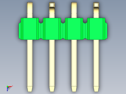 彩色公排针 100mil 2.54mm 系列-DS1022_green_04p_100mil_Type_SMT_R2_rev1.0俯视缩略图