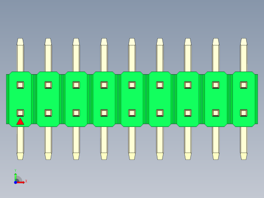 彩色公排针 100mil 2.54mm 系列-DS1022_green_18p_100mil_TypeSMT_rev1.0前视缩略图