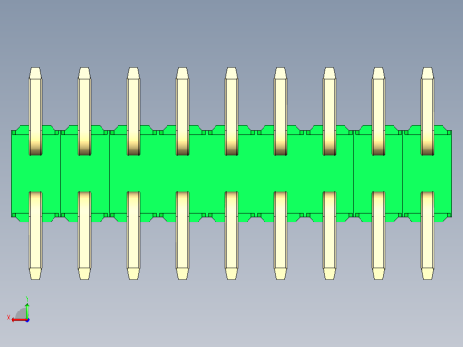 彩色公排针 100mil 2.54mm 系列-DS1022_green_18p_100mil_TypeSMT_rev1.0后视缩略图