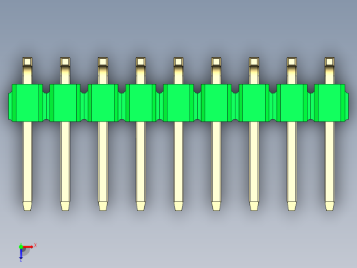 彩色公排针 100mil 2.54mm 系列-DS1022_green_18p_100mil_TypeSMT_rev1.0俯视缩略图
