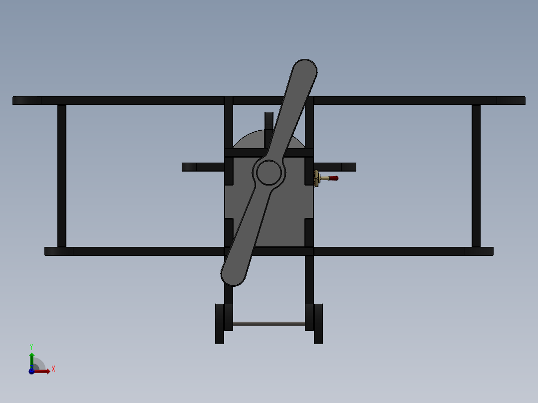 激光切割玩具固定翼飞机模型前视图