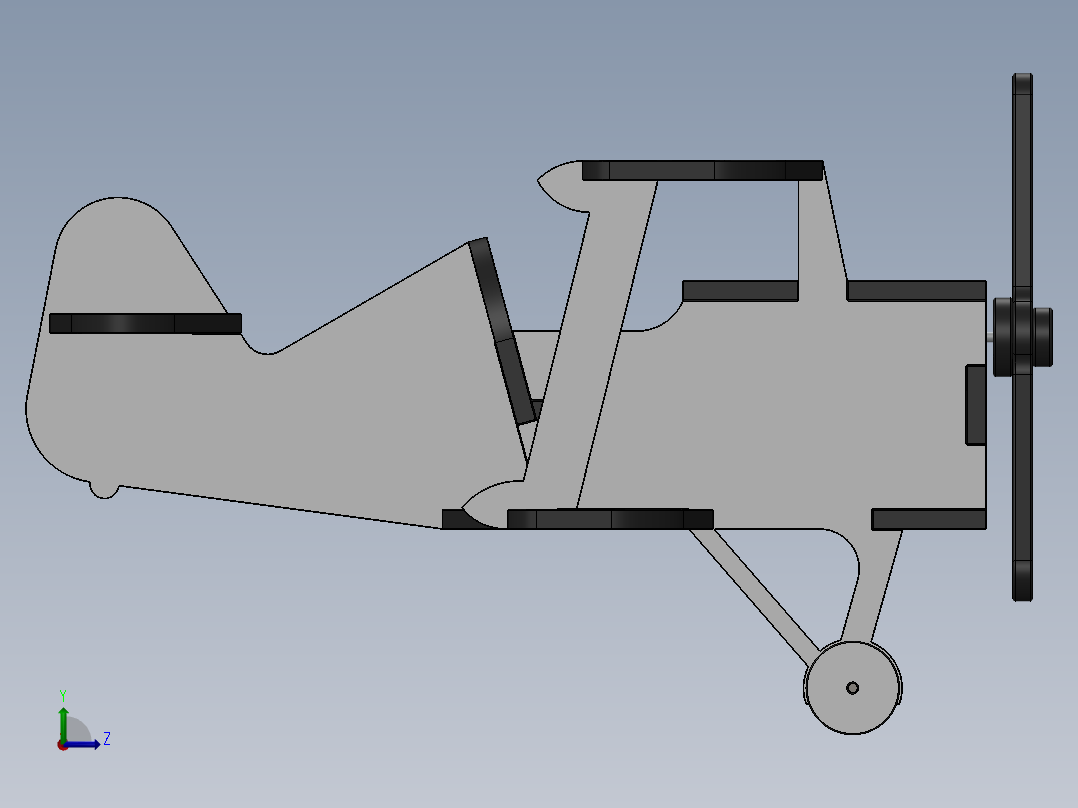 激光切割玩具固定翼飞机模型左视图