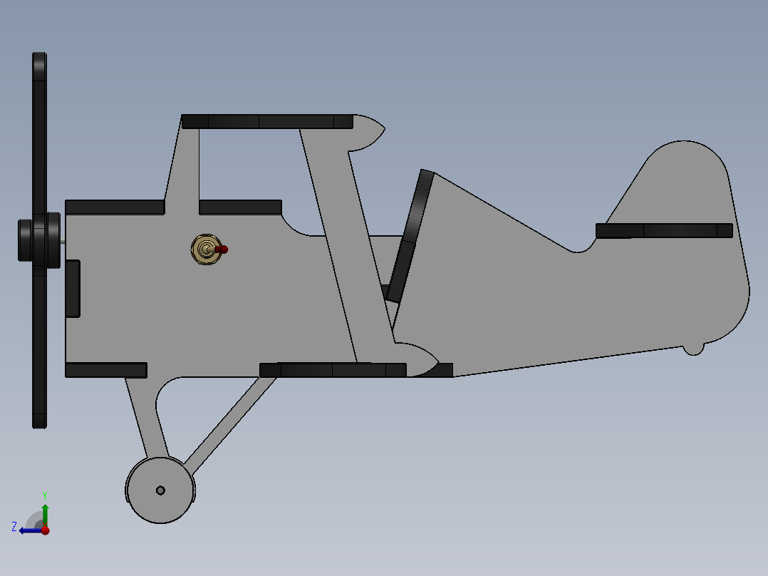 激光切割玩具固定翼飞机模型右视图
