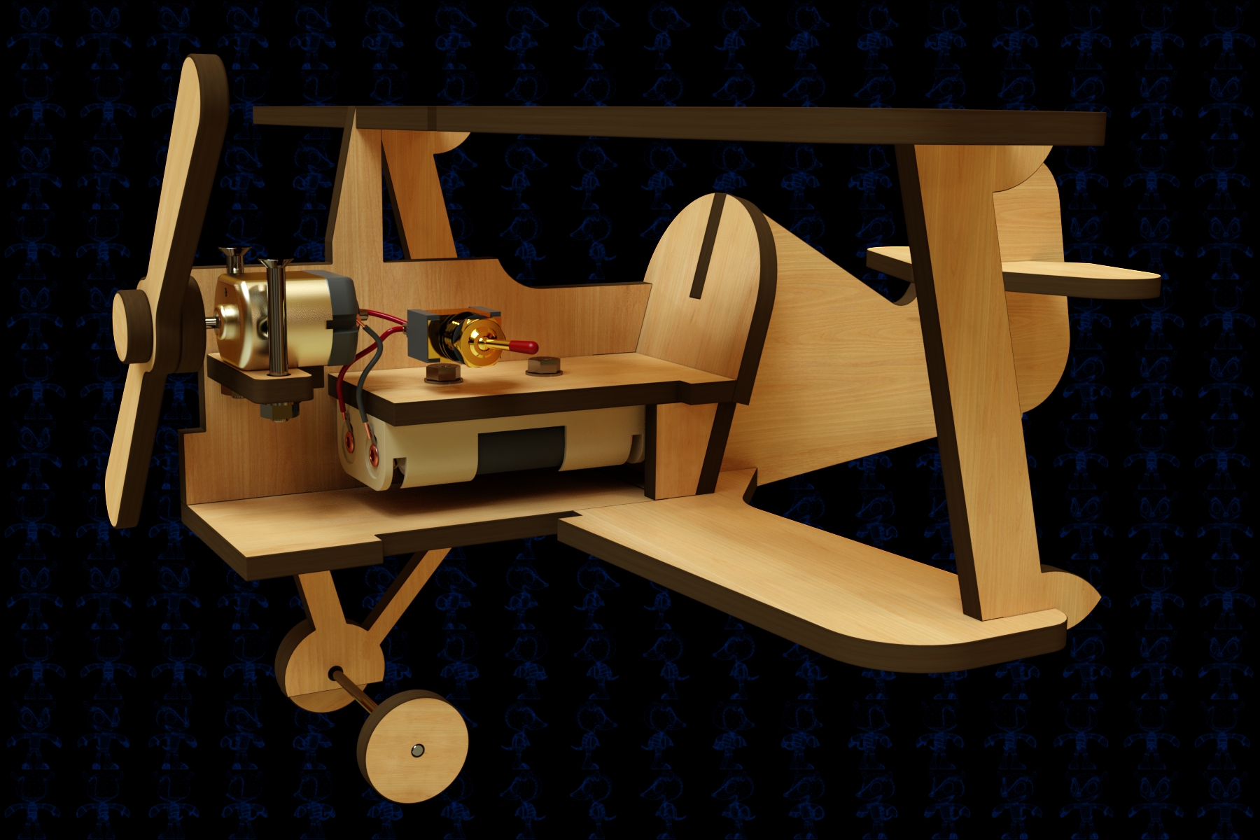 激光切割玩具固定翼飞机模型