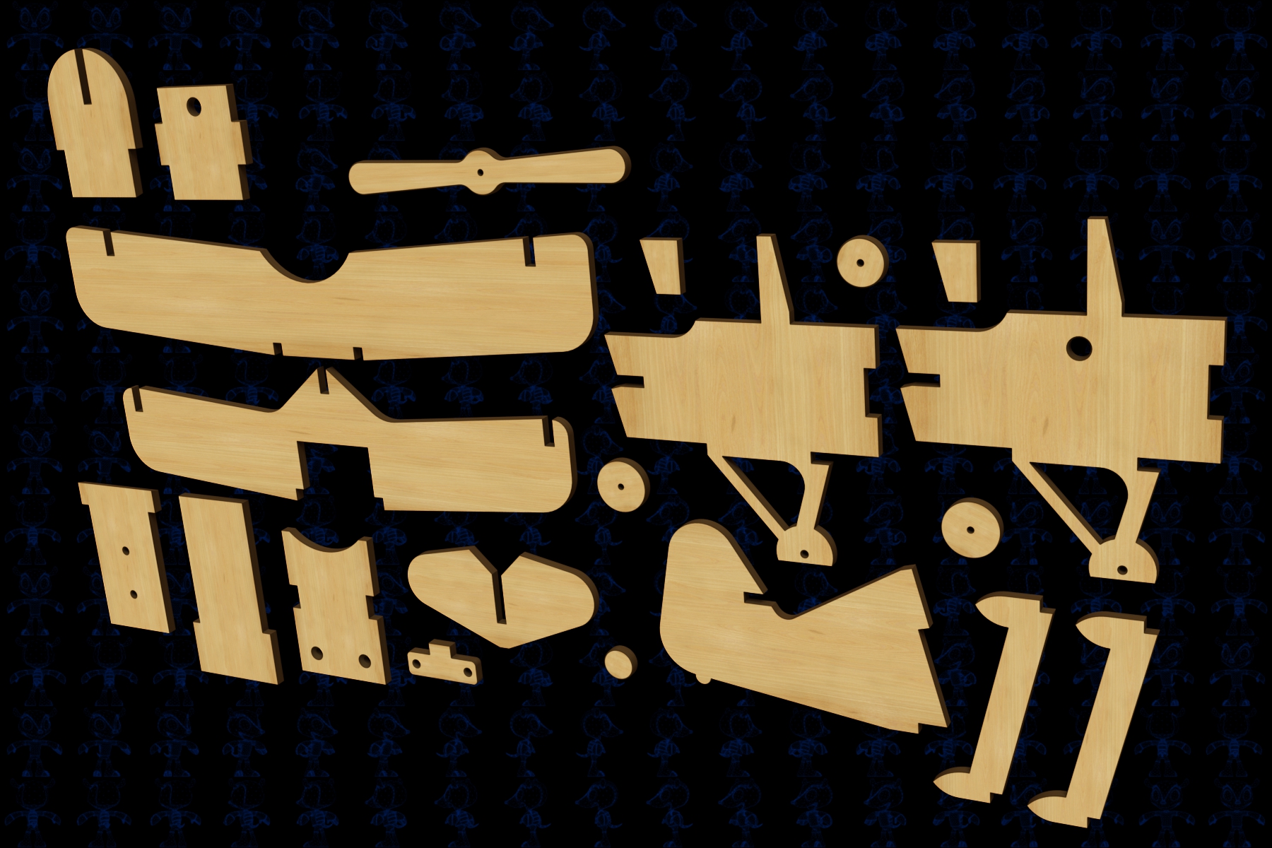 激光切割玩具固定翼飞机模型