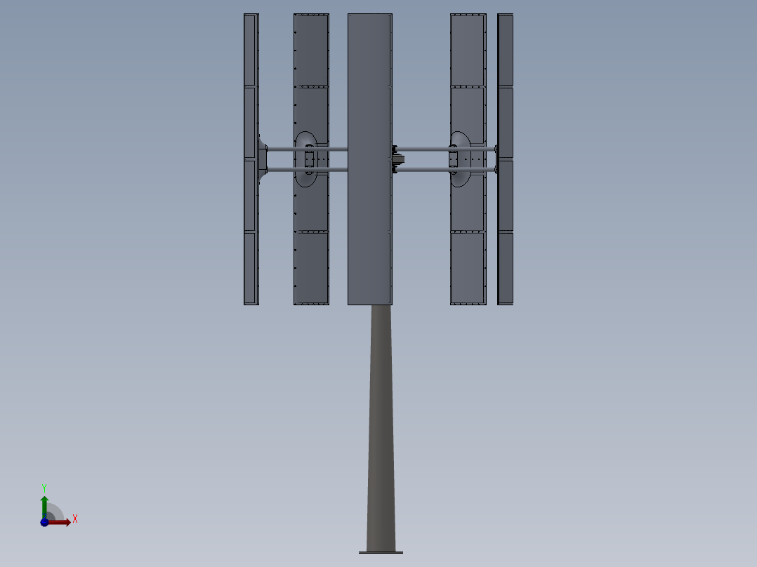 H型垂直轴风力发电机三维前视图