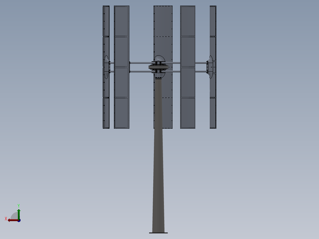 H型垂直轴风力发电机三维后视图