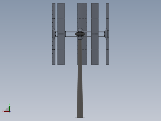 H型垂直轴风力发电机三维后视缩略图