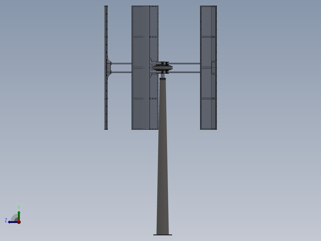H型垂直轴风力发电机三维右视图
