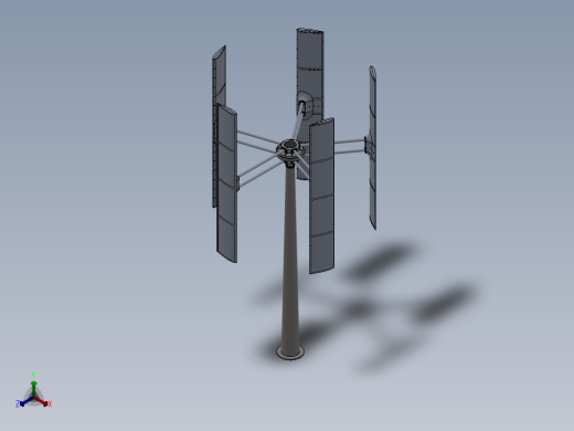 H型垂直轴风力发电机三维正等轴测缩略图