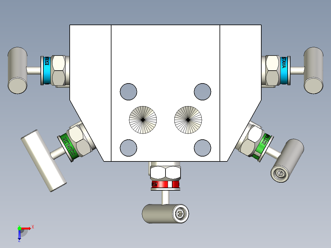 Astava型5阀歧管俯视图