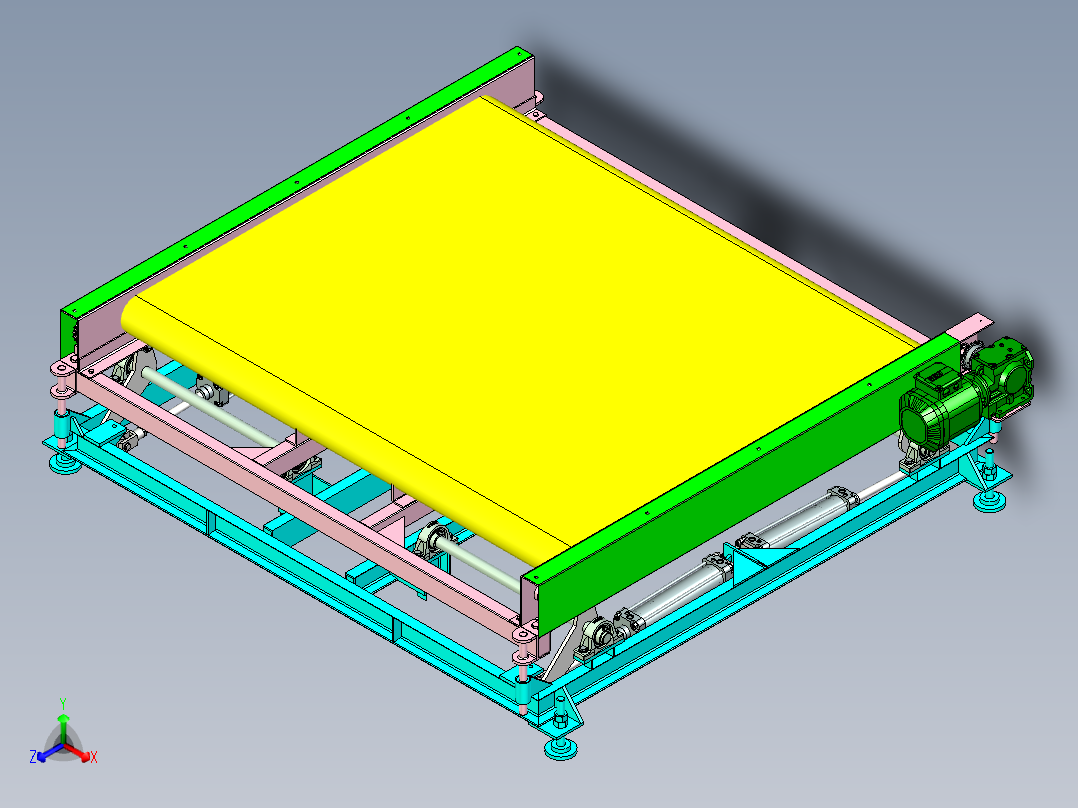 皮带90度旋转倍速线设计正等轴测图