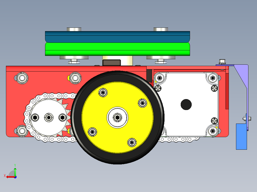 智能小车转向轮组设计后视图