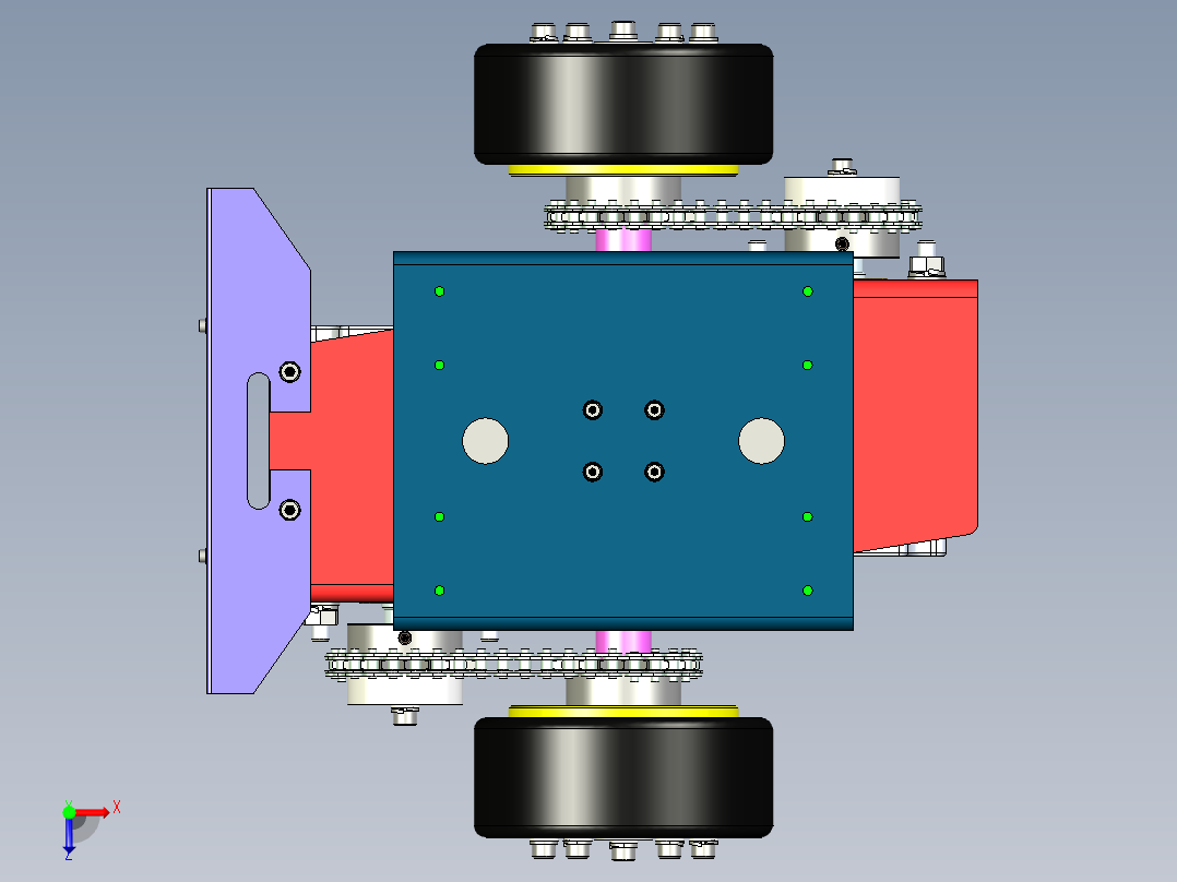 智能小车转向轮组设计俯视图