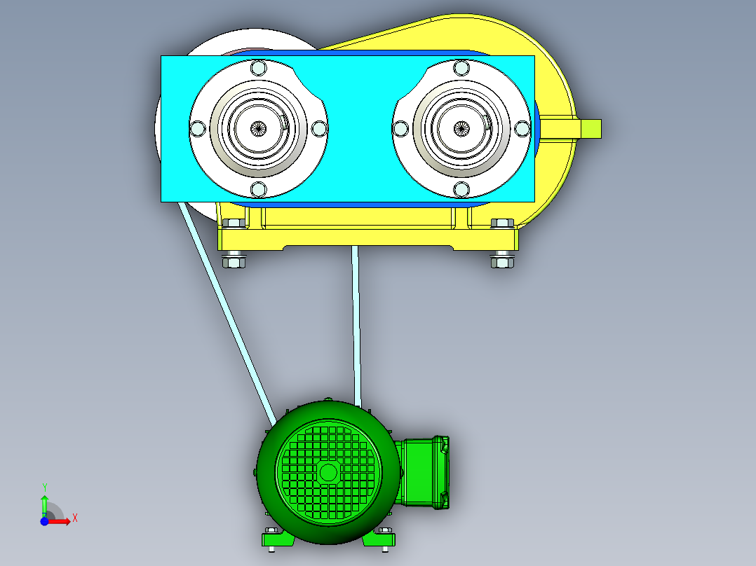 单电机双输出传动结构设计前视图