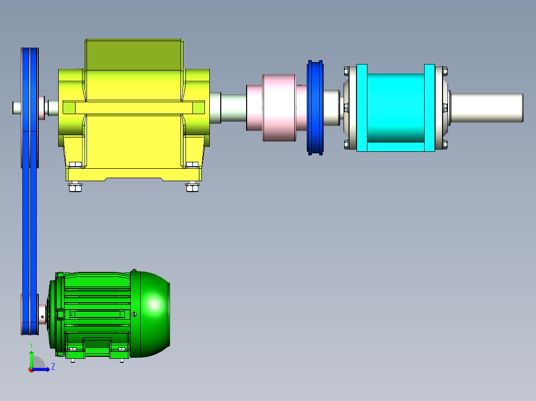 单电机双输出传动结构设计左视图