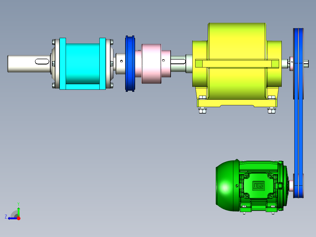 单电机双输出传动结构设计右视图