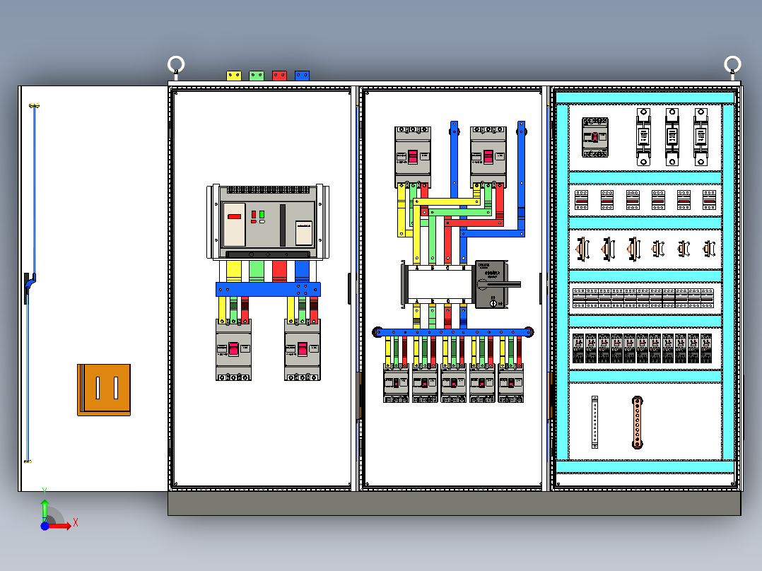 三柜组装万能断路器双电源直流接触器控制柜 55322前视图