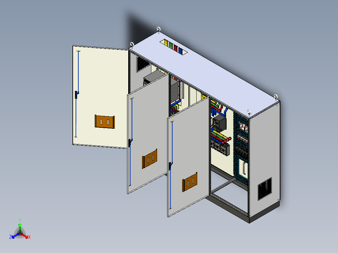 三柜组装万能断路器双电源直流接触器控制柜 55322正等轴测图