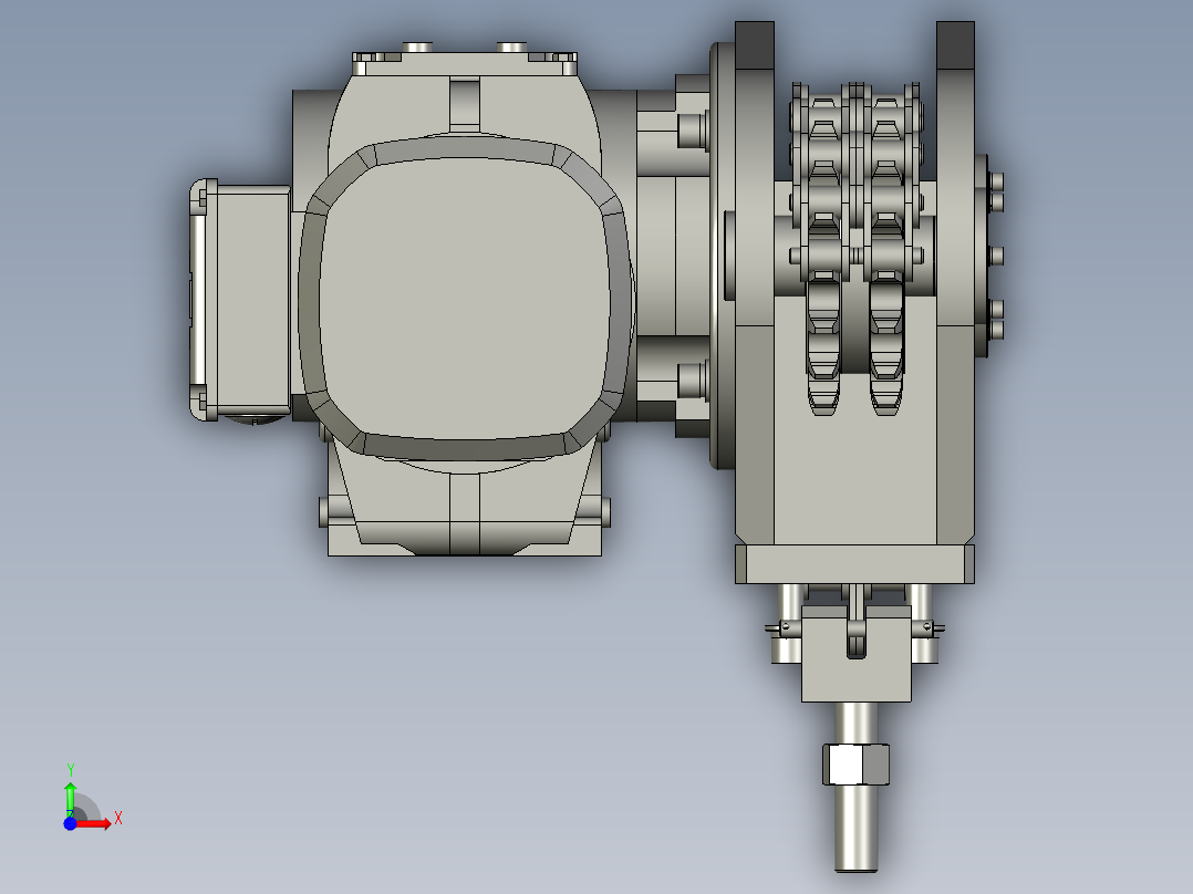 L形线体提升机电机部件前视图