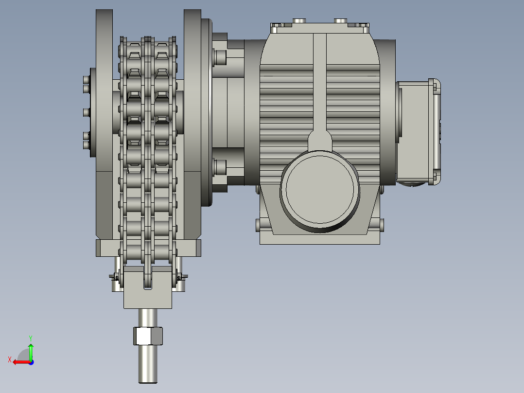 L形线体提升机电机部件后视图