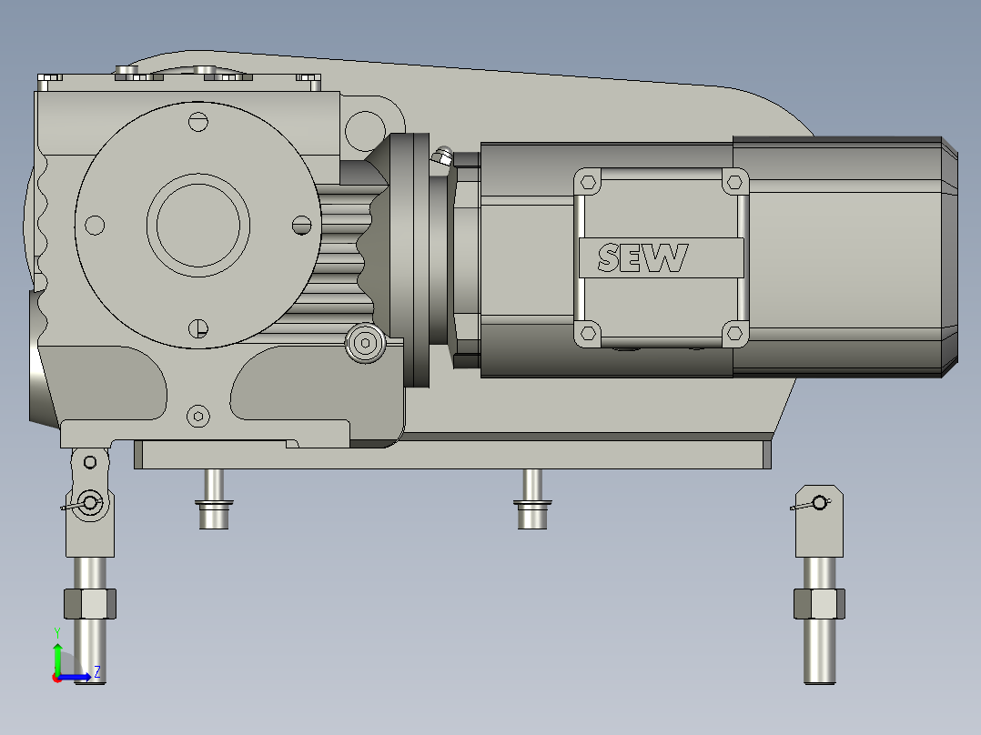L形线体提升机电机部件左视图