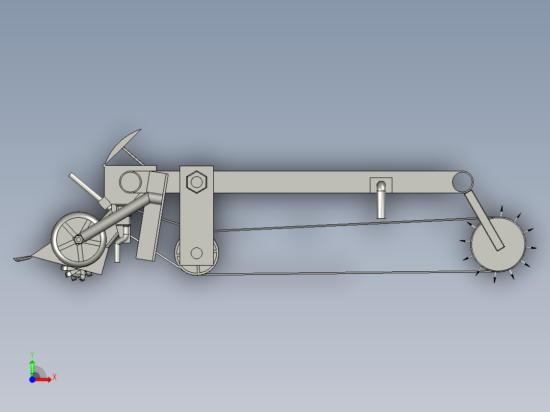 红薯土豆旋耕施肥覆膜机前视图
