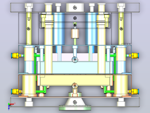空心拖把柄盖子，长抽芯先顶出滑块再抽芯模具俯视缩略图