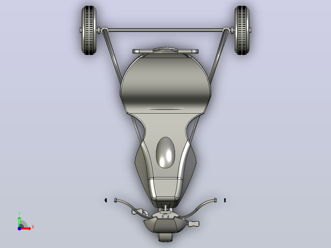 CATIA V5中的玩具三轮车设计前视图