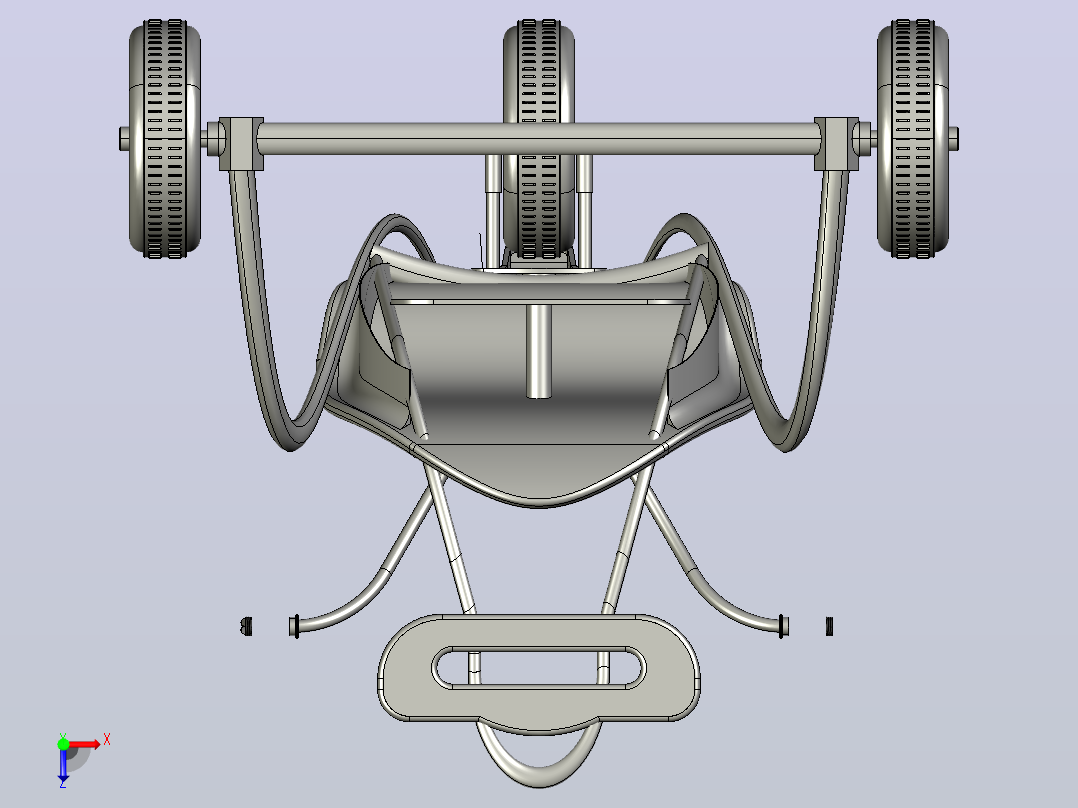 CATIA V5中的玩具三轮车设计俯视图