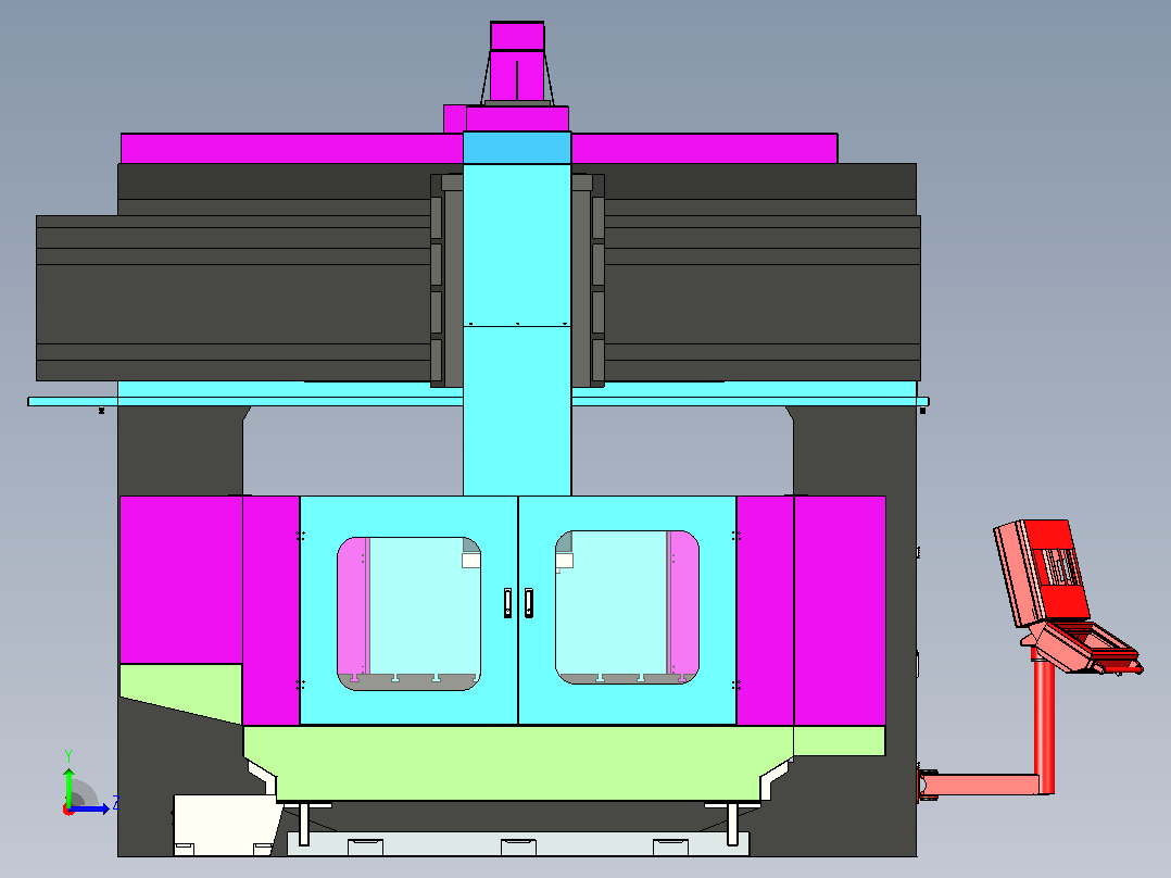 大型龙门机床3D模型左视图