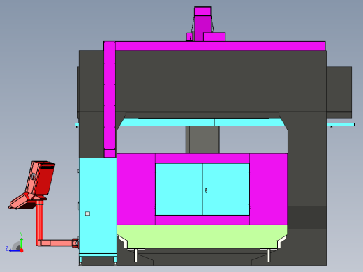 大型龙门机床3D模型右视缩略图