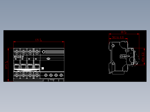 NB7LE-63 4P剩余电流动作断路器外形安装尺寸图202203