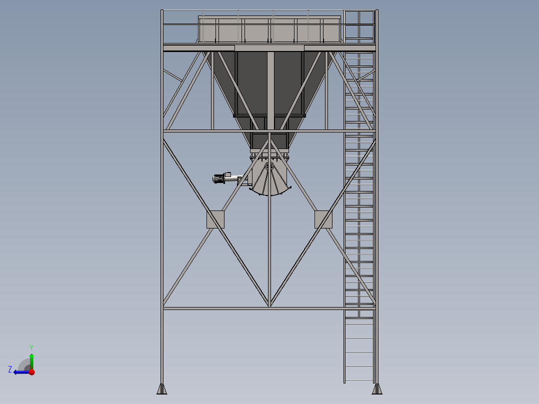 电动推杆料斗右视图