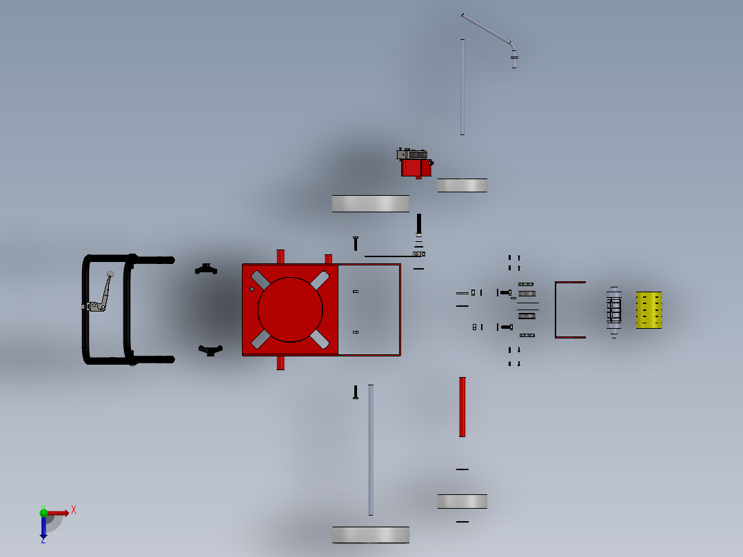 公路喷漆机构结构俯视图