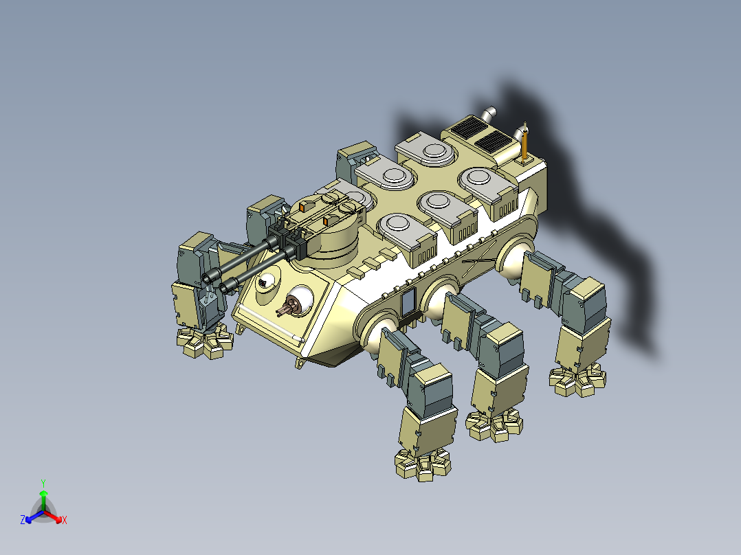六足爬行坦克玩具正等轴测图